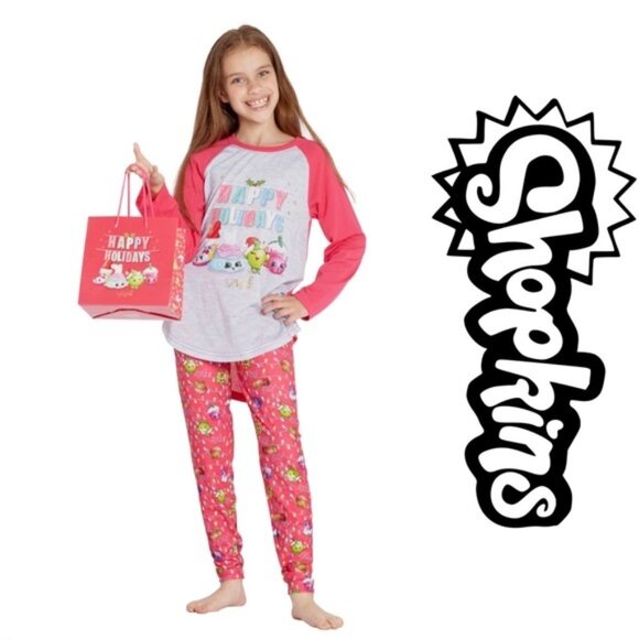 Shopkins | Girls Two Piece "Happy Holidays" Christmas Pajama Set | Size 8 - Picture 1 of 9